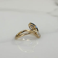 14k Yellow Gold Marquise Sapphire and Diamond Dress Ring