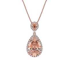 Morganite & Diamond Drop Pendant
