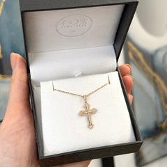 Yellow Gold & Natural Diamond Orthodox Cross Pendant