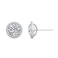 Round Lab Grown Diamond Halo Stud Earrings