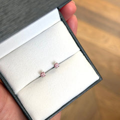 18k White Gold Pink Lab Grown Diamond Stud Earrings