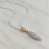 White & Rose Gold Pave Diamond Pendant & Chain