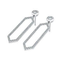Diamond Hexagon Drop Earrings