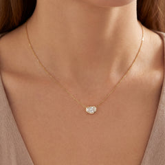 18k Yellow Gold Oval Cut Diamond Pendant & Chain