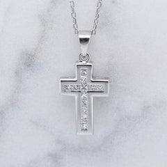 Ladies Princess Cut Diamond Cross