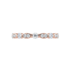 Round Diamond Bead Set Marquise Wedding Ring
