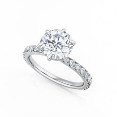 Round Brilliant Cut Natural Diamond Hidden Halo Engagement Ring