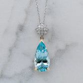 18k Two-Tone Aquamarine & Diamond Pendant Necklace