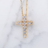 Ladies Yellow Gold Lab Grown Diamond Cross