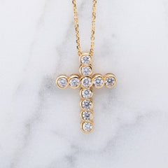 Ladies Yellow Gold Lab Grown Diamond Cross