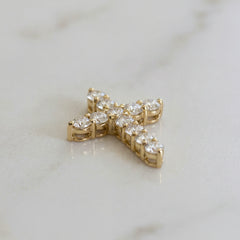 18k Yellow Gold Ladies Lab Grown Diamond Slider Cross Pendant