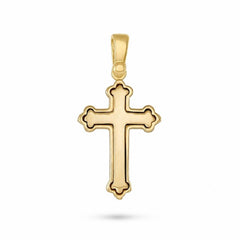 Men's 18k Yellow Gold Matte Finish Orthodox Cross Pendant - Medium