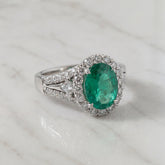 18k White Gold Zambian Emerald & Diamond Dress Ring
