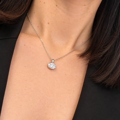 White Gold East-West Bezel Set Oval Lab Diamond Pendant