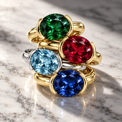 East West Oval Cut Emerald Pinky Ring