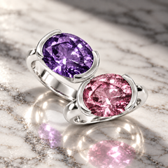 East West Oval Cut Amethyst Pinky Ring