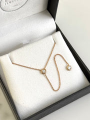 18k Rose Gold Diamond Set Lariat Necklace