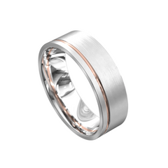 Men's Flat Grooved Wedding Ring