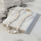 Flat Oval Freshwater Pearl Necklace