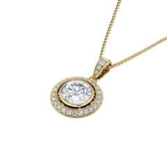 Diamond Milgrain Halo Pendant