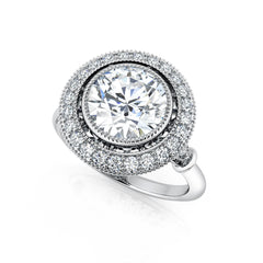 Round Diamond Halo Milgrain Engagement Ring