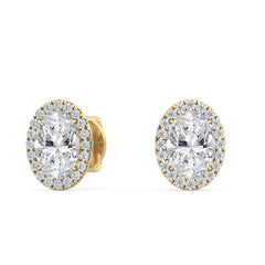 Oval Lab Grown Diamond Halo Stud Earrings