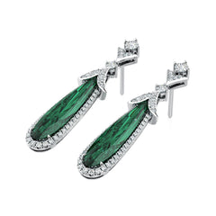 Green Tourmaline & Diamond Drop Earrings