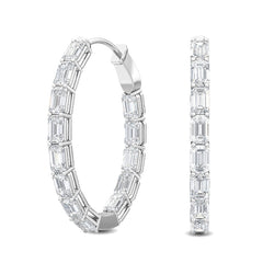 Emerald Cut Lab Grown Diamond Hoop Earrings
