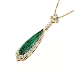 Green Tourmaline & Diamond Halo Pendant