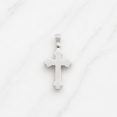 18k White Gold Solid Orthodox Cross With Crucifix
