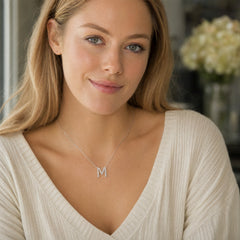 Lab Grown Diamond Initial ‘M’ Pendant With Chain