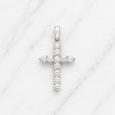 18k White Gold Ladies Natural Diamond Cross Pendant - 1.10ct
