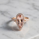 Rose Gold Pink Morganite & Diamond Cocktail Ring