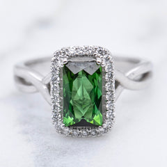 Green Tourmaline and Diamond Cocktail Ring