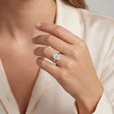 Oval Cut Lab Grown Diamond Engagement Ring with Hidden Halo