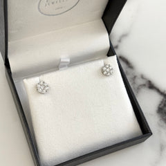 Natural Diamond Cluster Stud Earrings — 1.00ct