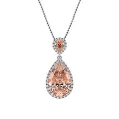 Morganite & Diamond Drop Pendant