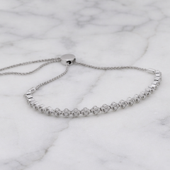 White Gold Extendable Diamond 'Clover' Bracelet