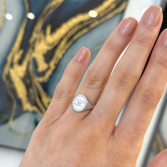 Solid 9k White Gold Initial 'H' Signet Ring
