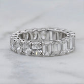 18k White Gold Emerald & Oval Cut Diamond Eternity Ring - 5.50ct