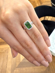 Green Tourmaline and Diamond Cocktail Ring