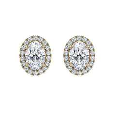 Oval Halo Diamond Stud Earrings