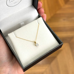 18k Yellow Gold Round Lab Grown Diamond Solitaire Pendant With Chain
