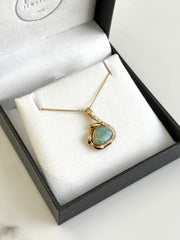 18k Yellow Gold Australian Opal & Diamond Pendant