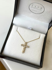 Ladies Yellow Gold Lab Grown Diamond Cross