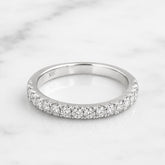 18k White Gold Stackable French Pave Diamond Ring