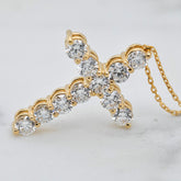 18k Yellow Gold Lab Grown Diamond Cross Pendant & Chain