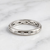 18k White Gold Stackable Hammer Set Diamond Ring