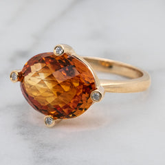 9k Yellow Gold Citrine & Diamond Cocktail Ring
