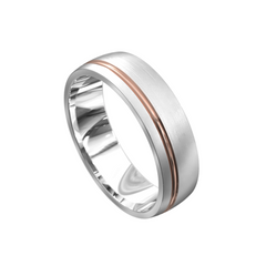 Men's Offset Grooved Wedding Ring